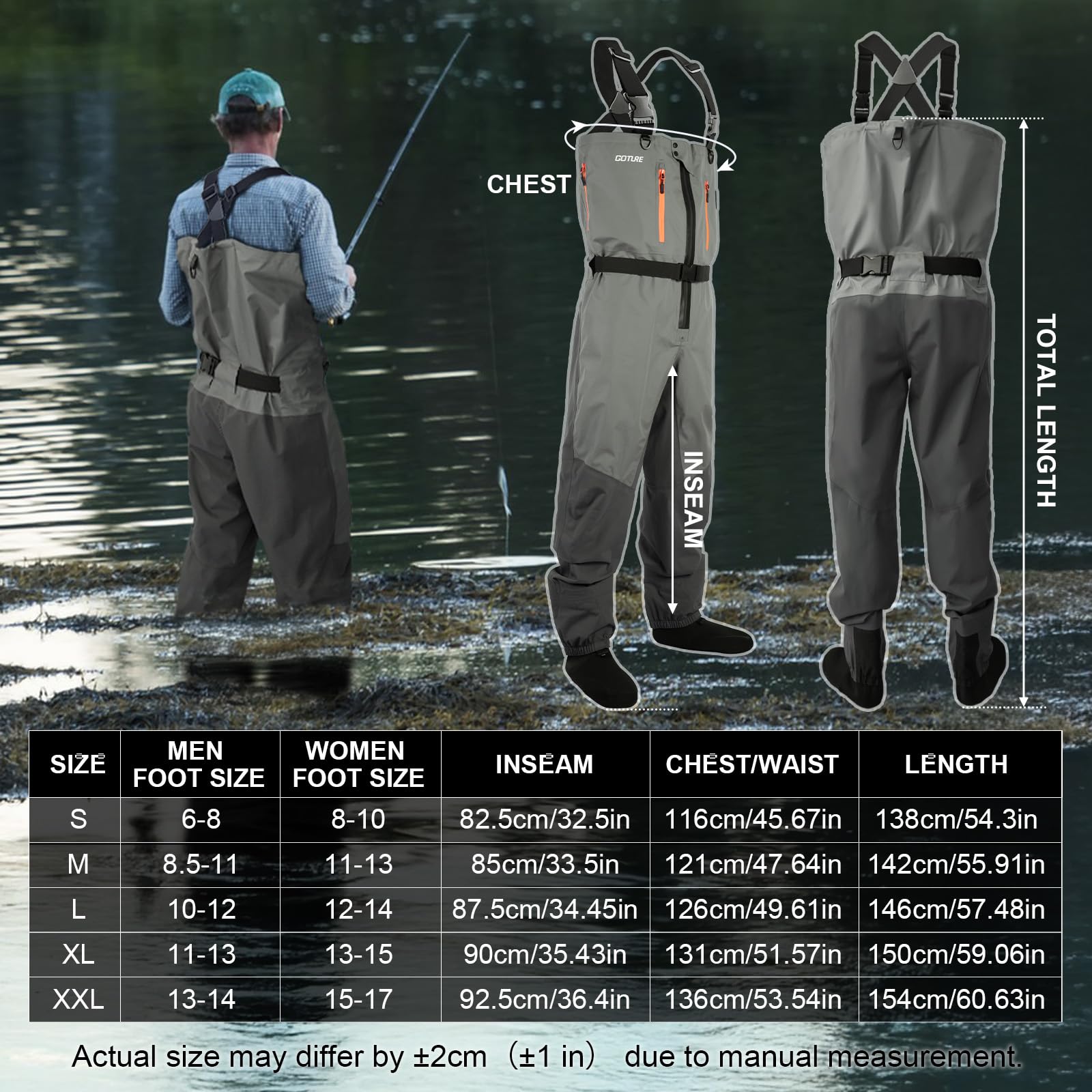Fishing Waders Breathable - Goture 5-warstwowe Wodoodporne Wodne Spodnie do