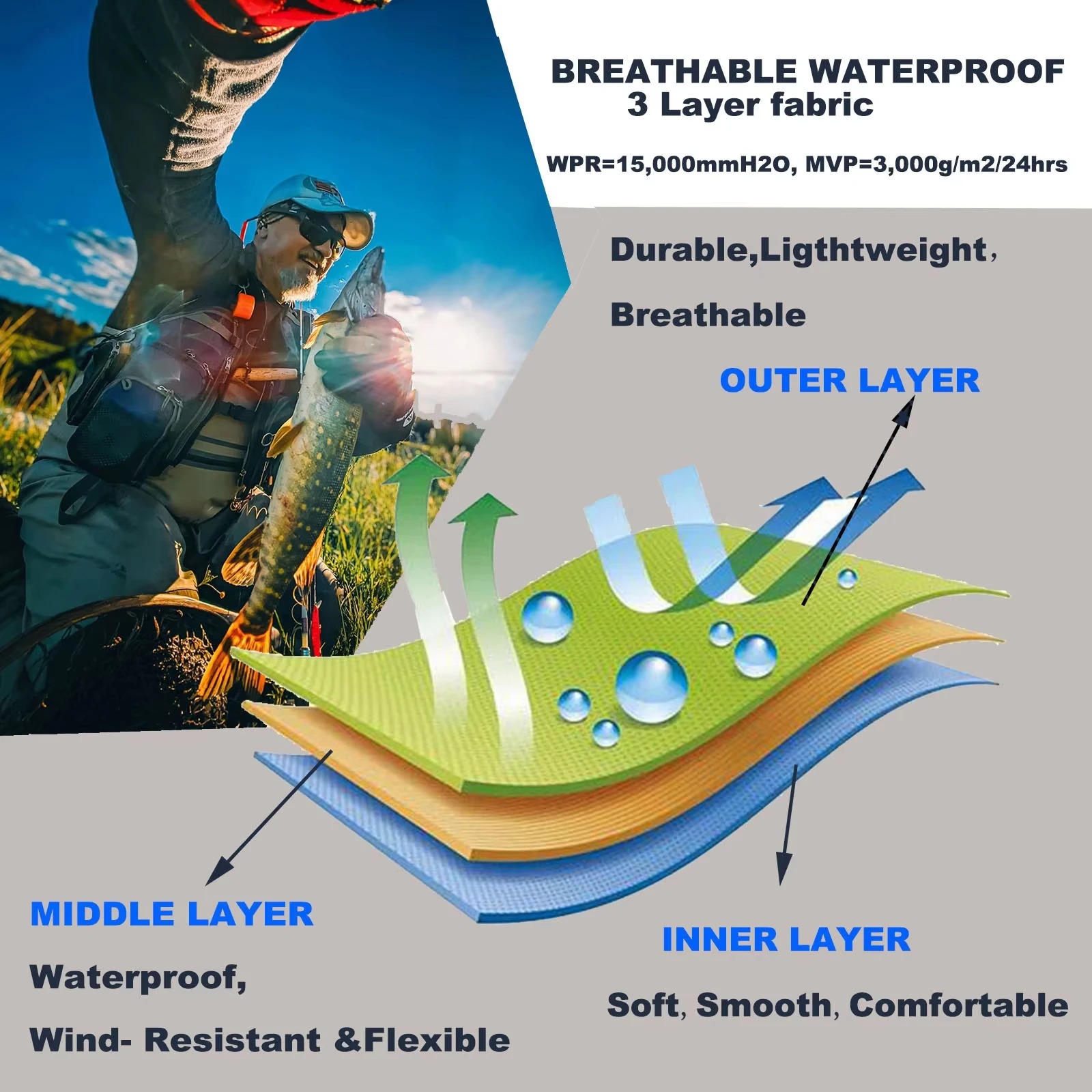 Fishing Waders Breathable - Goture 3-warstwowe oddychające wodoodporne wodery do