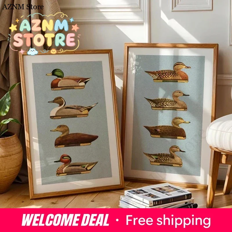 Outdoor Hunting Gifts - Retro Kaczęce Grafiki Plakaty z Kaczkami