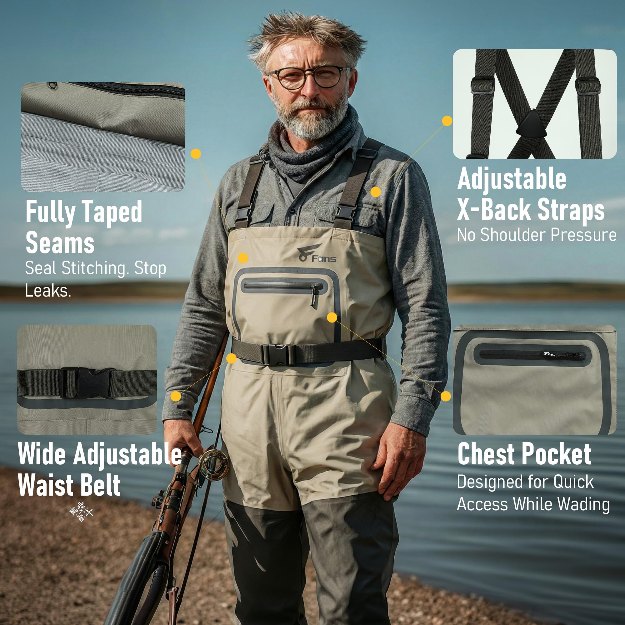 Wodery wędkarskie z 8 przegrod – Fishing Waders Breathable recenzja i cena